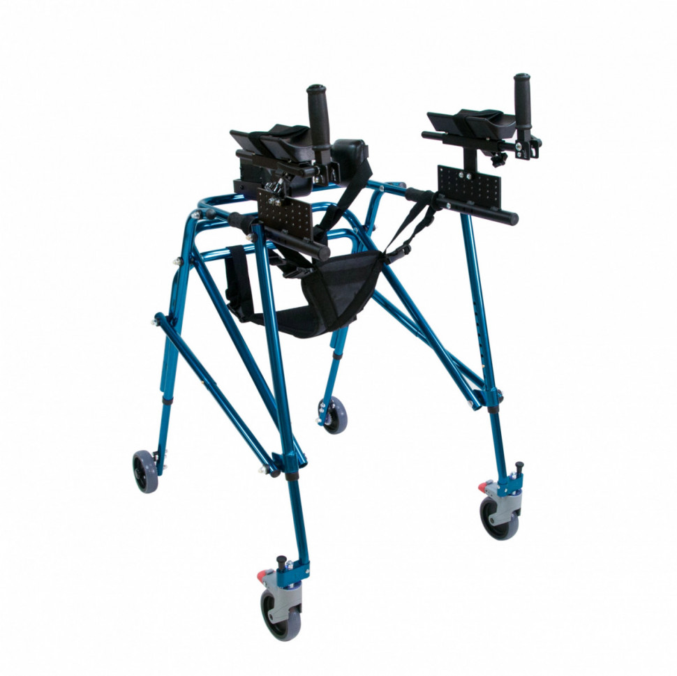 Ходунки для детей больных ДЦП с подлокотной опорой и фиксатором голеностопа Мега-933